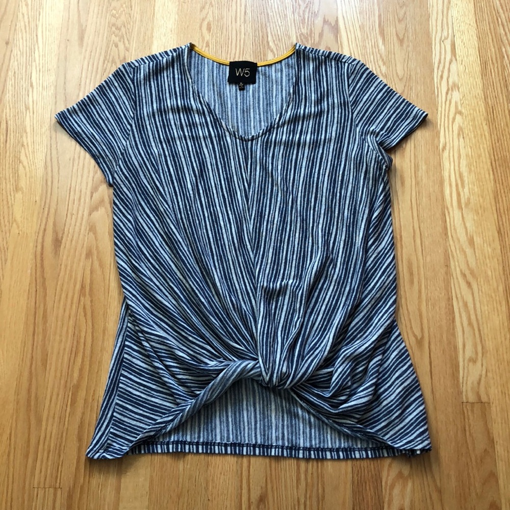 Anthropologie W5 | Knot Front Striped Short Sleeve